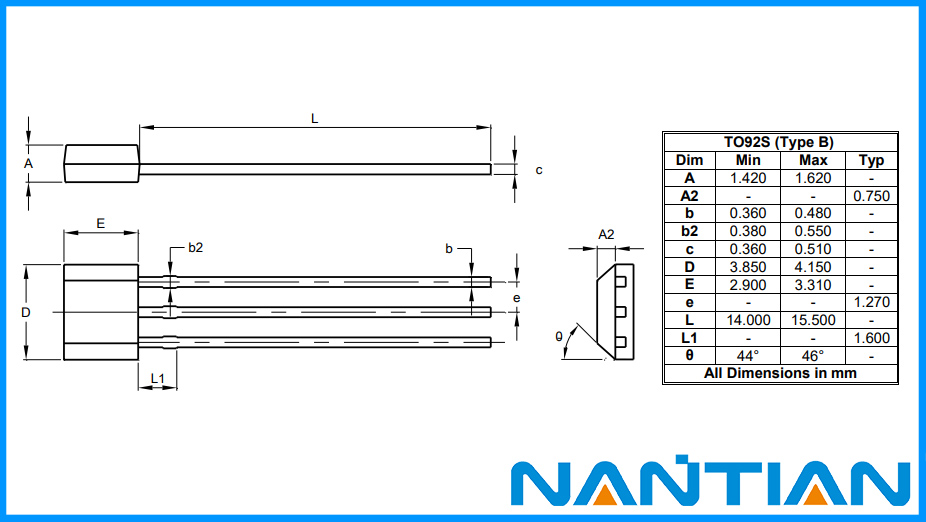TO92S Package Outline Dimensions TO92S Package Outline Dimensions